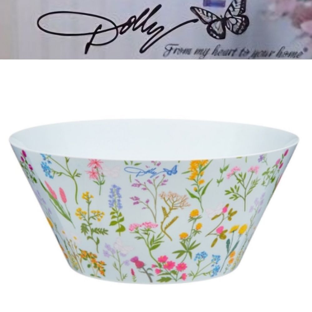 Dolly Parton Floral Melamine Serving Bowl- White